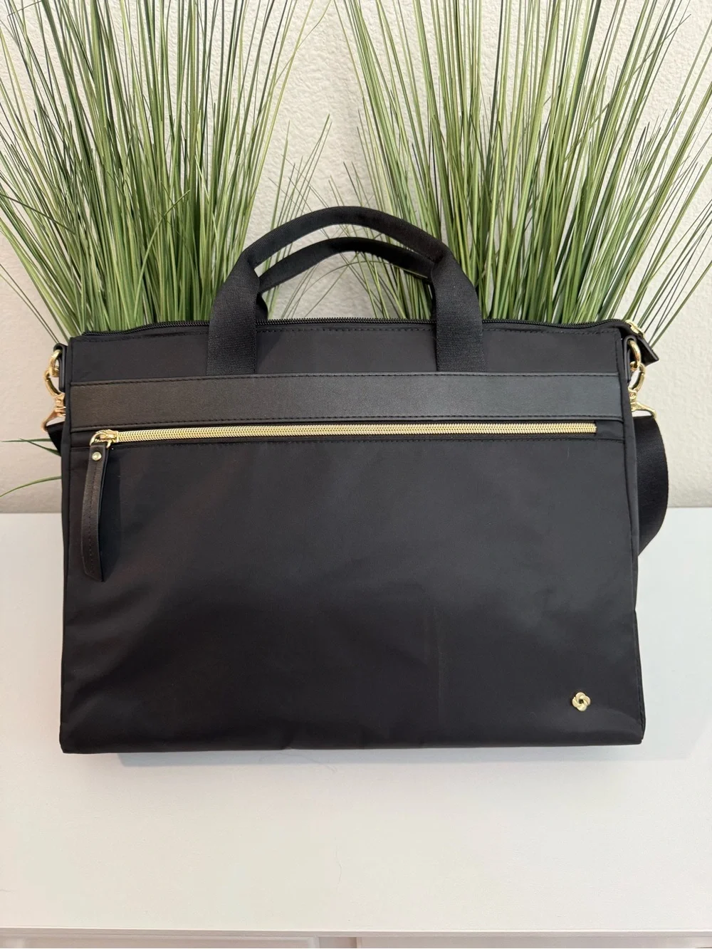 Samsonite Black Laptop Briefcase with Gold Hardware